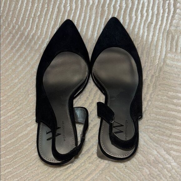 Worthington Black Suede Slingback Heels - Picture 5 of 9